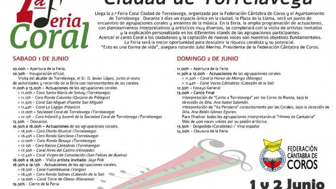 Sábado 1 y domingo 2 de junio. Segunda Feria Coral Ciudad de Torrelavega.