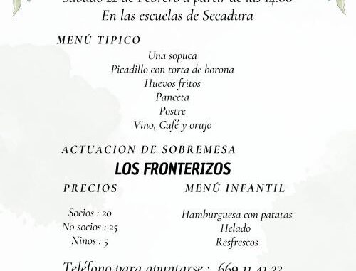 22 de febrero a parrtir de las 14 horas XV Fiesta Picadillo en Secadura con Los Fronterizos